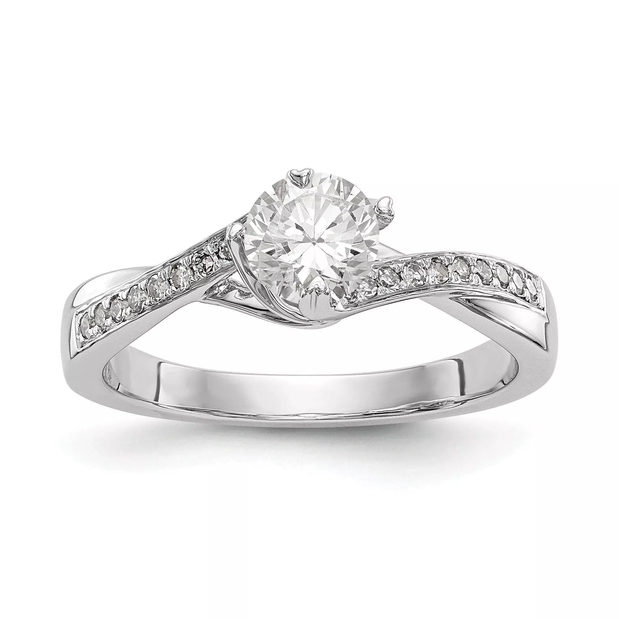 0.60 Ct. Natural Round Diamond By-Pass Engagement Bridal Ring 14K White Gold