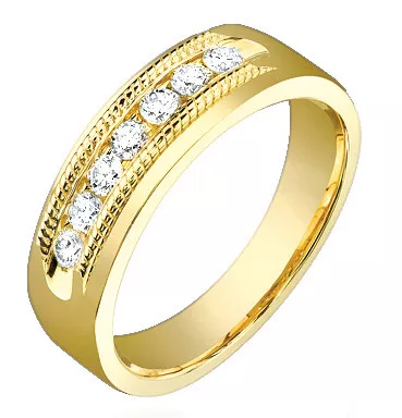 0.60ct Diamond Men's Band On 14k Yellow Gold.
