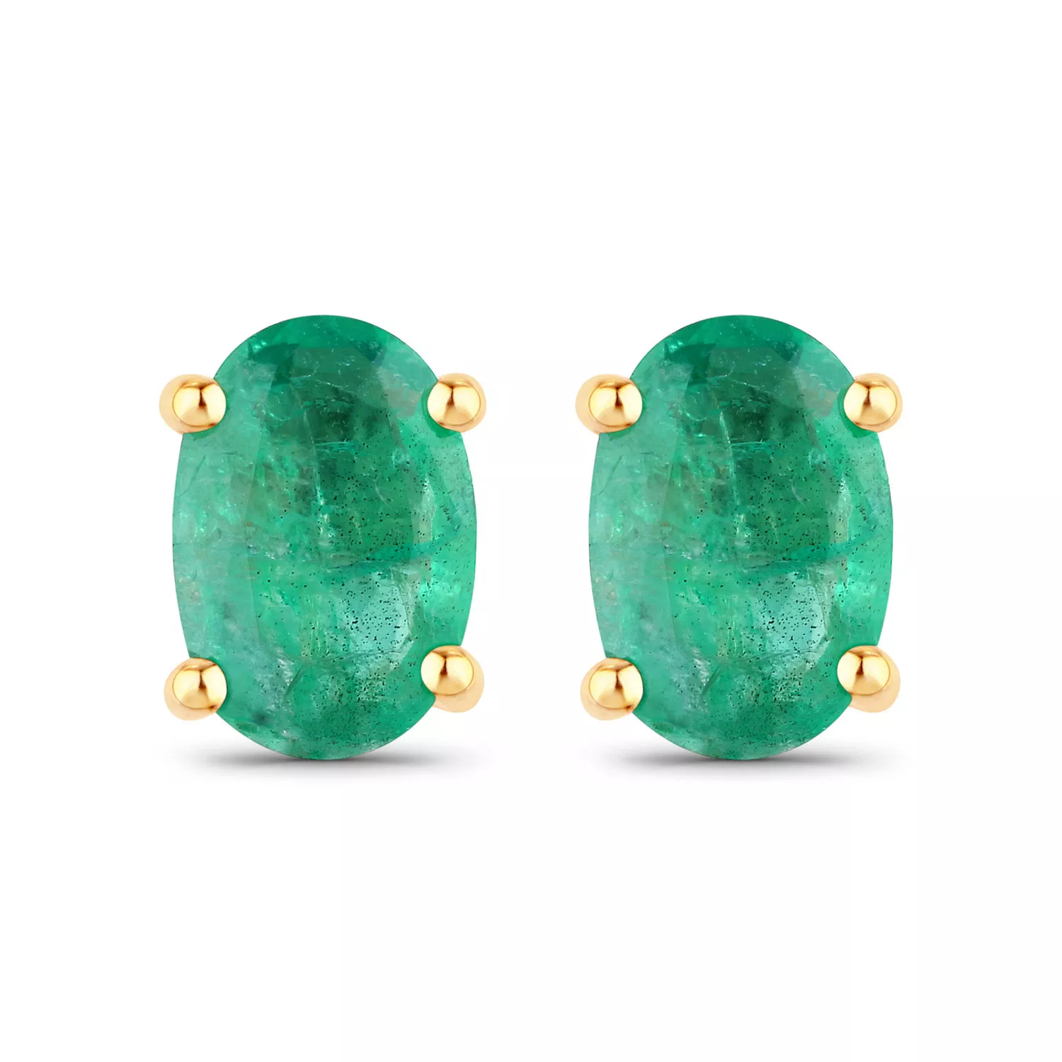 0.88 Carat Genuine Zambian Emerald 10K Yellow Gold Earrings