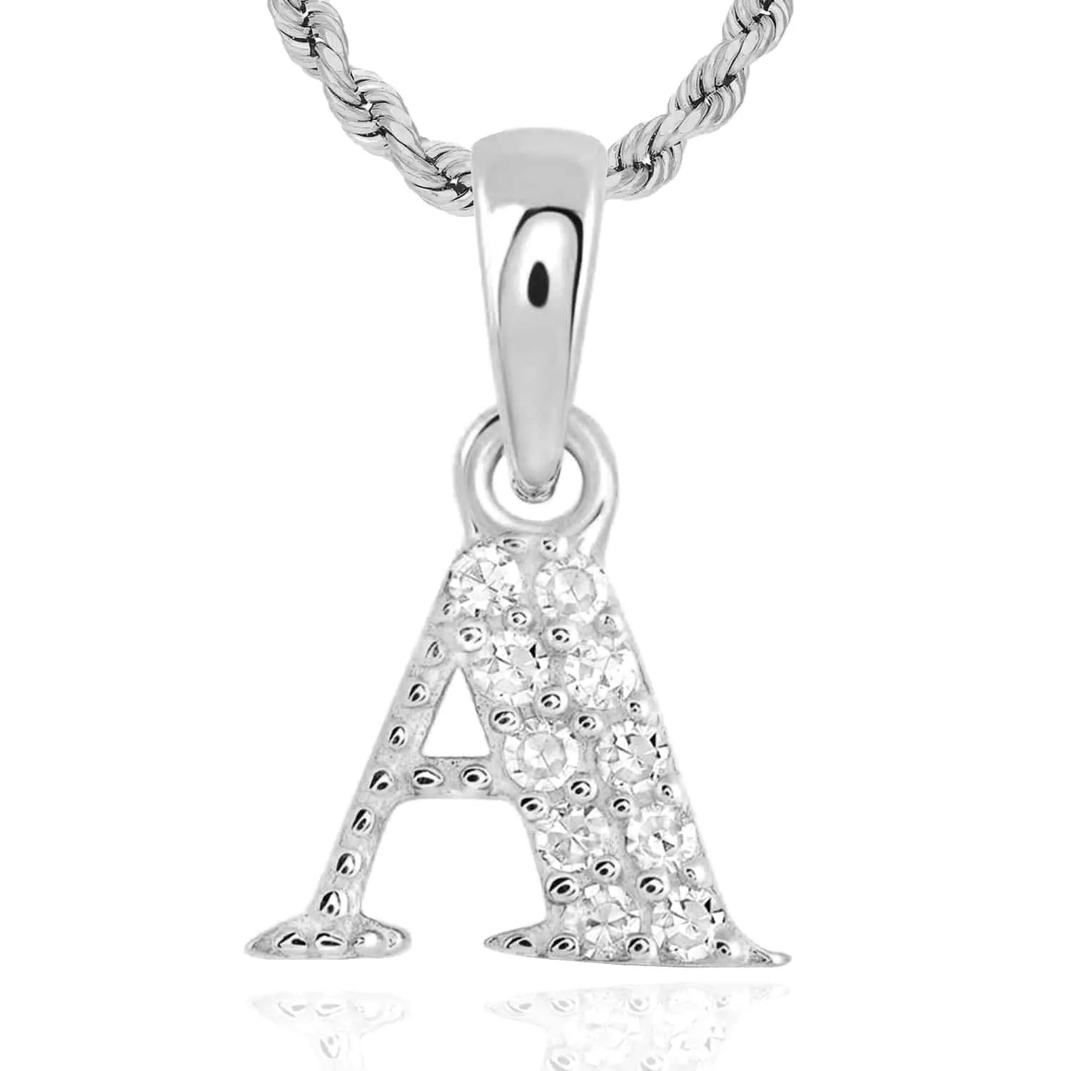 .05CTW Natural Diamond 10K White Gold Initial Letter Pendant