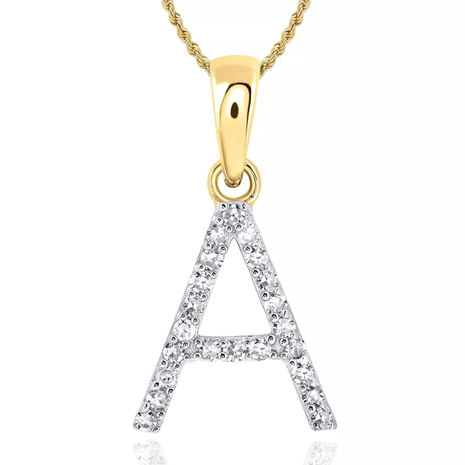 .09CTW Natural Diamond 10K Yellow Gold Initial Letter Pendant