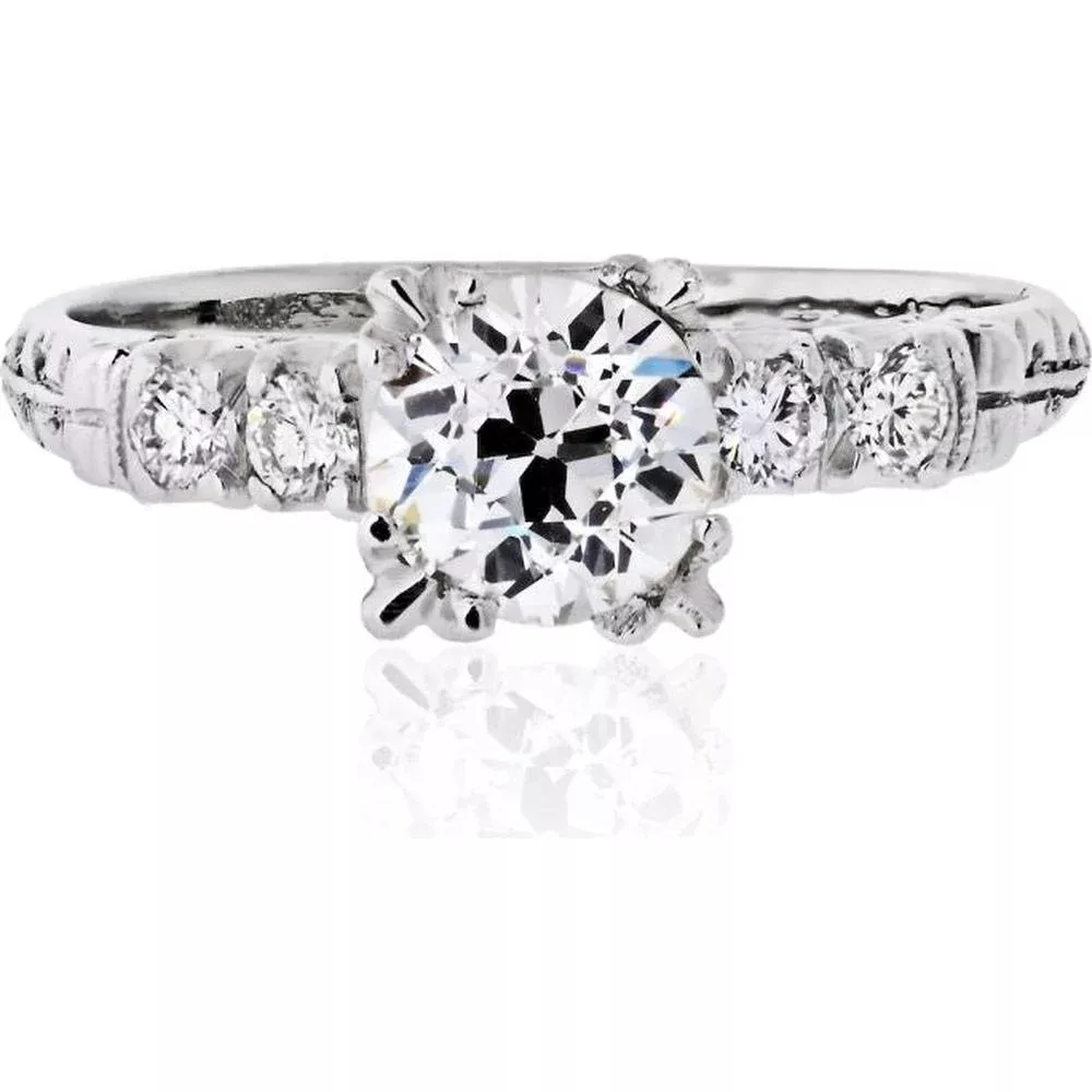 1.03 Carat Circular Brilliant Diamond Platinum Engagement Ring