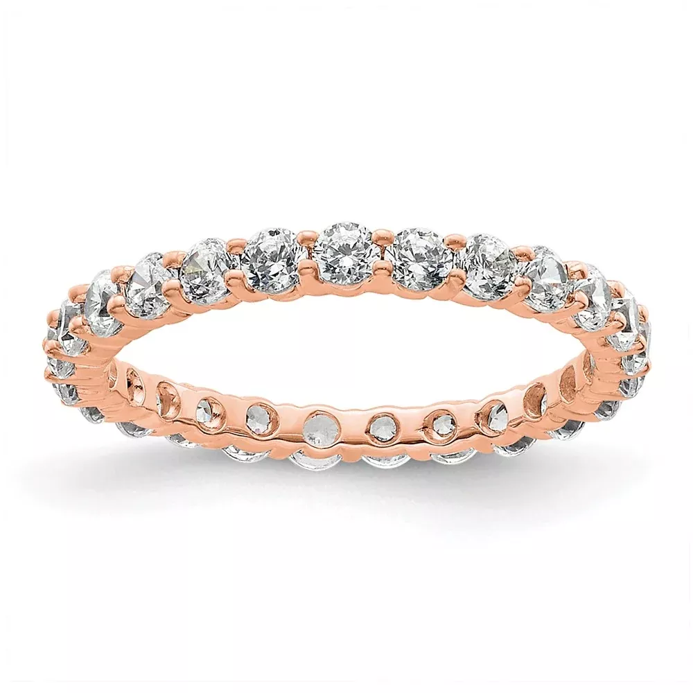 1.0ct Natural Diamond Wedding Ring Womens Stackable Eternity Band 14k Rose Gold