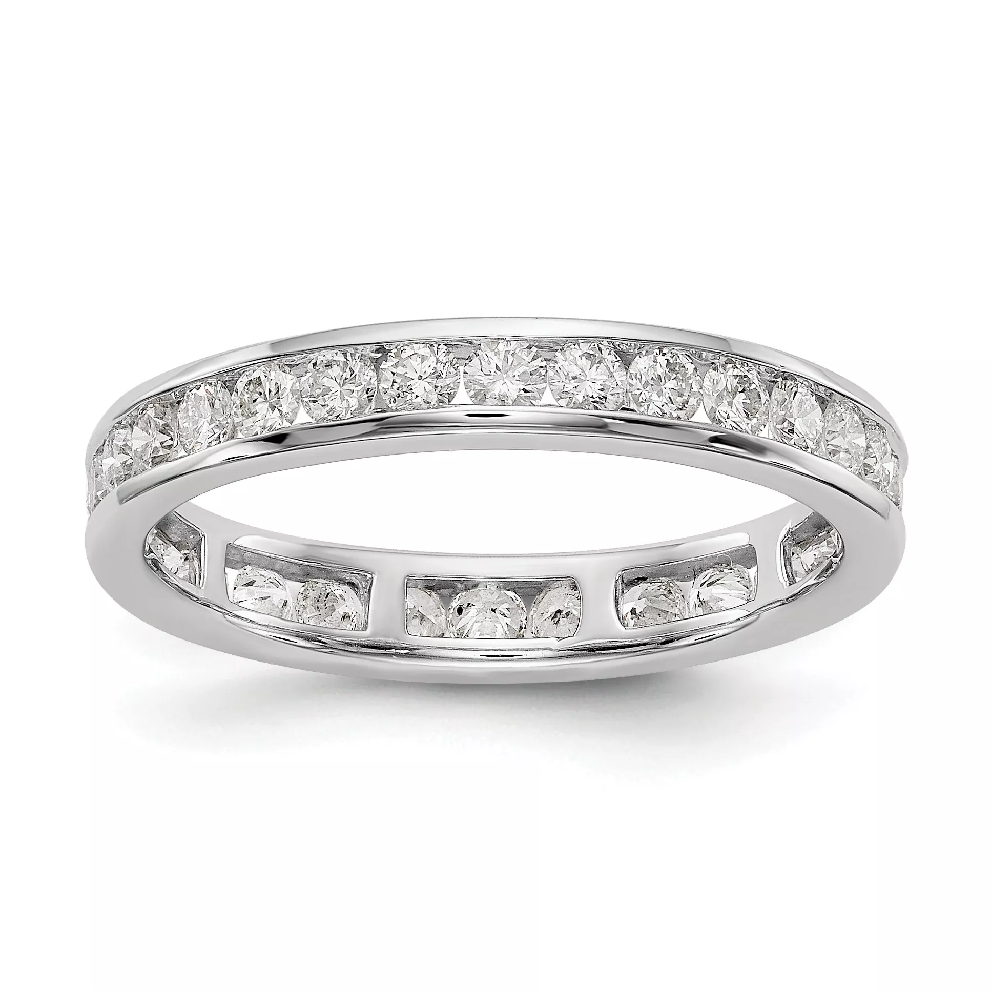 1 1/2 Ct. Natural Diamond Womens Eternity Anniversary Wedding Band Ring in 14k White Gold