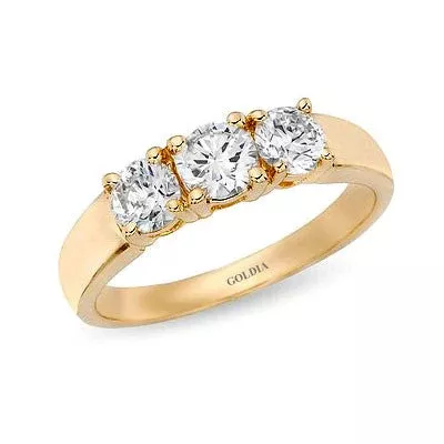 1 1 /2 ct. Round Cut Diamond Yellow Gold Three-stone Engagement Ring