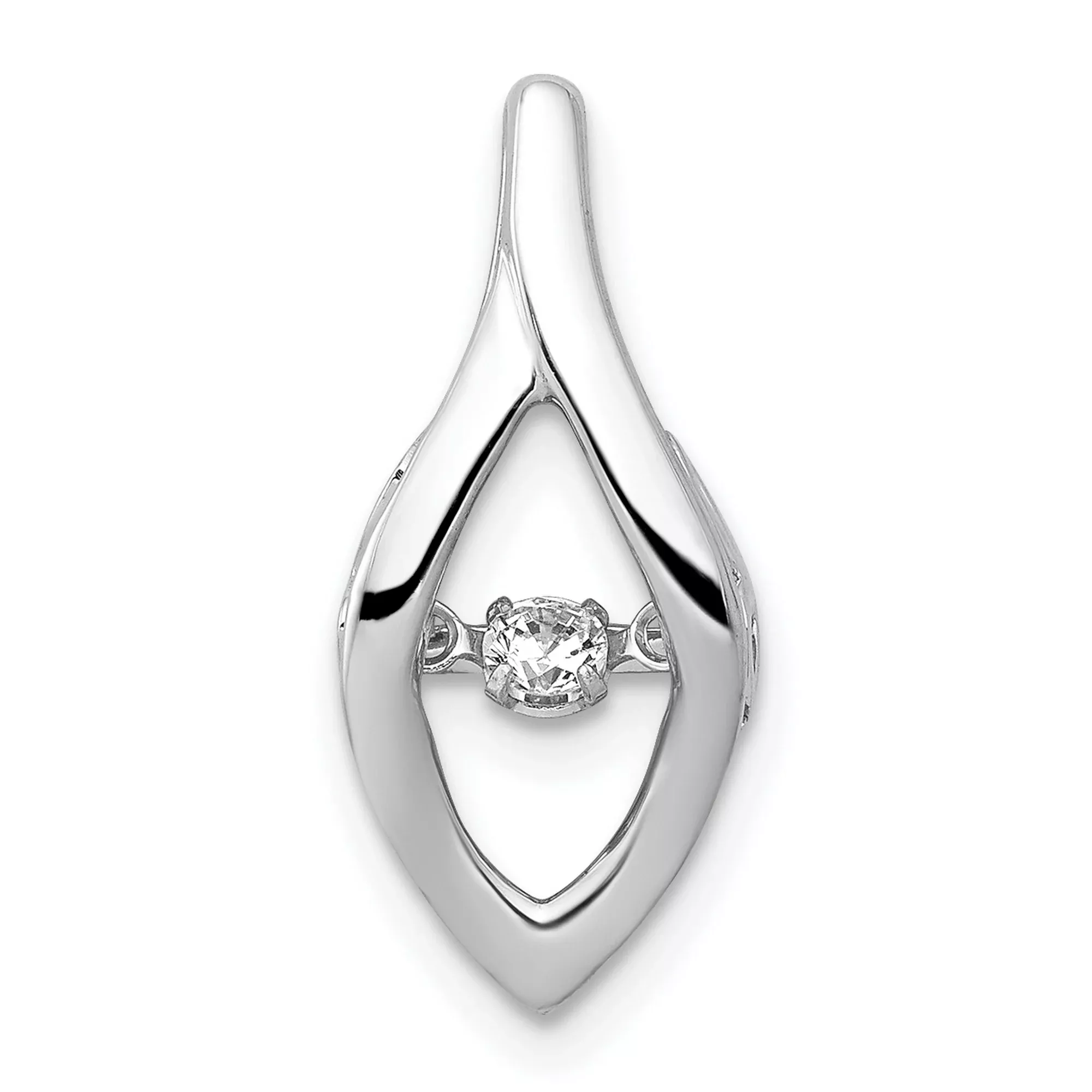 1/10ct Moving Diamond Slide Chain Slide Charm Pendant in Real 14k White Gold