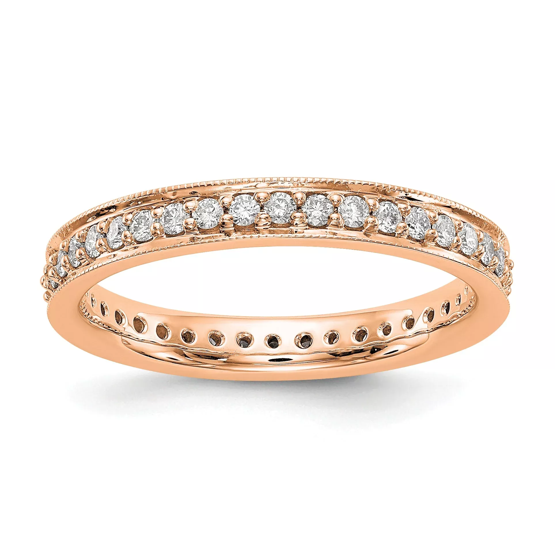 1 /2 CT Natural Diamond Antique Vintage Style Diamond Eternity Band in 14k Rose Gold
