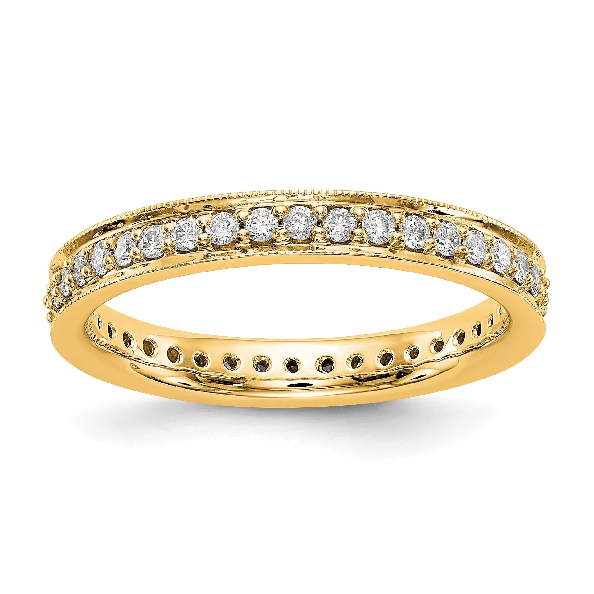 1 /2 CT Natural Diamond Antique Vintage Style Diamond Eternity Band in 14k Yellow Gold