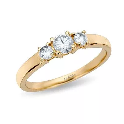 1 /2 ct. Round Cut Diamond Yellow Gold Three-stone Engagement Ring