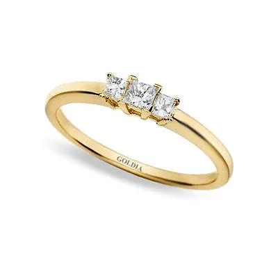 1 /4 ct. Princess Cut Diamond Yellow Gold Three-stone Engagement Ring