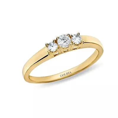 1 /4 ct. Round Cut Diamond Yellow Gold Three-stone Engagement Ring