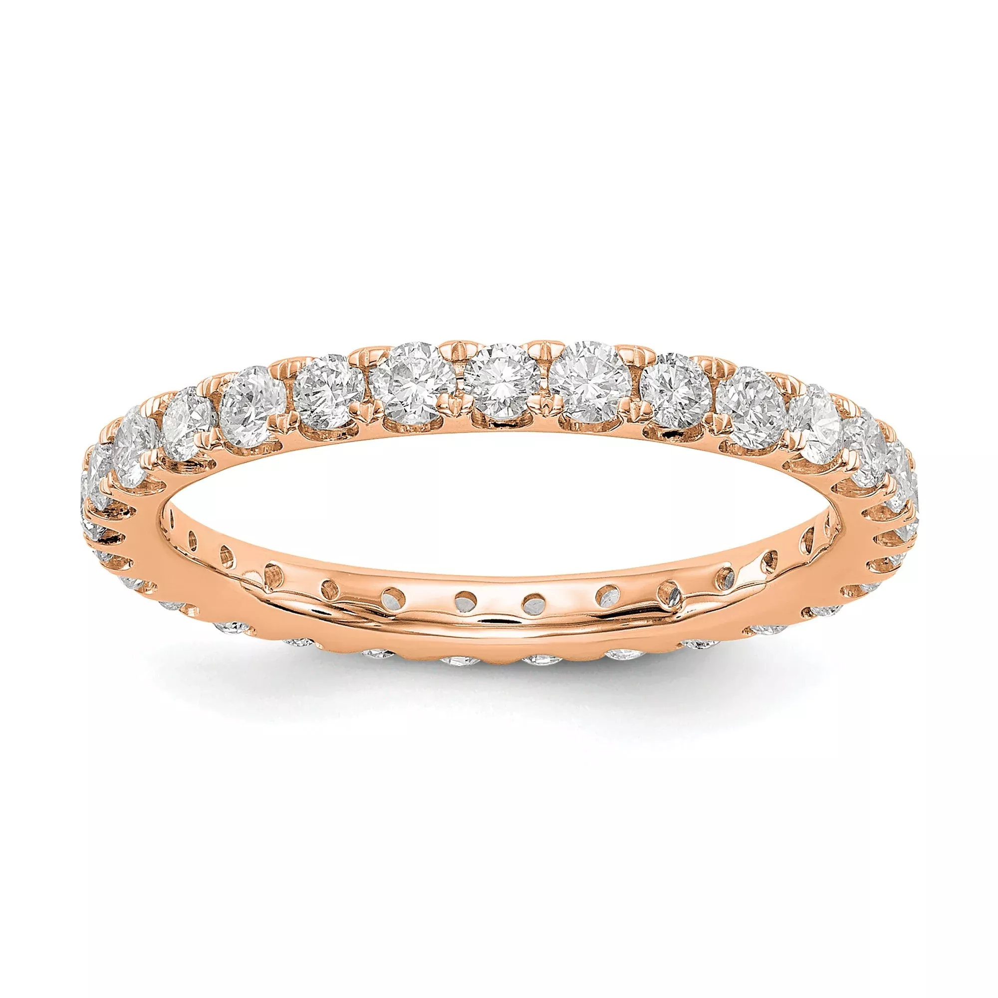 1 ct Natural Diamond Wedding Ring Womens U-Prong Eternity Band 14k Rose Gold