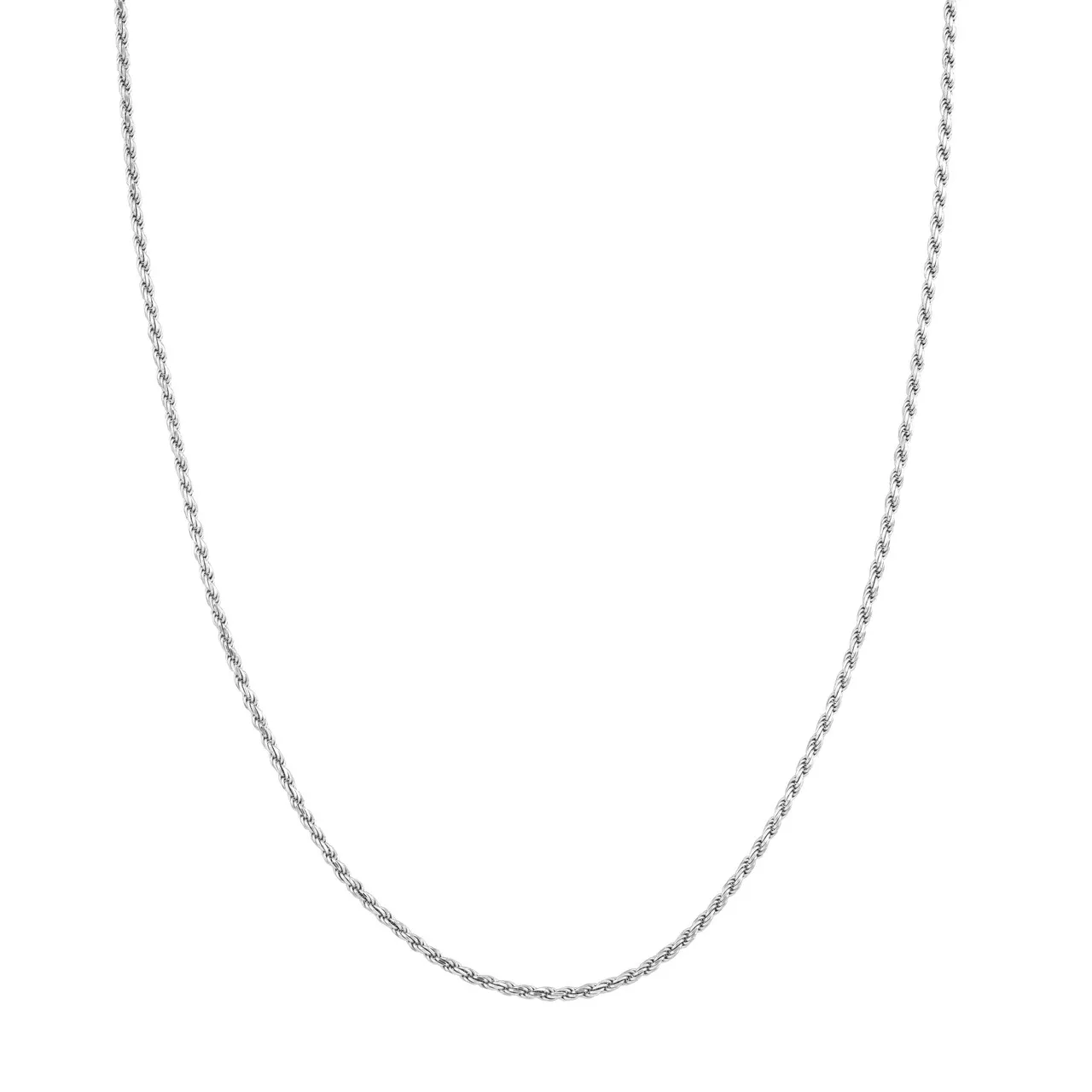 10-Inch Sterling Silver 2mm D /C Rope Chain with Lobster Lock