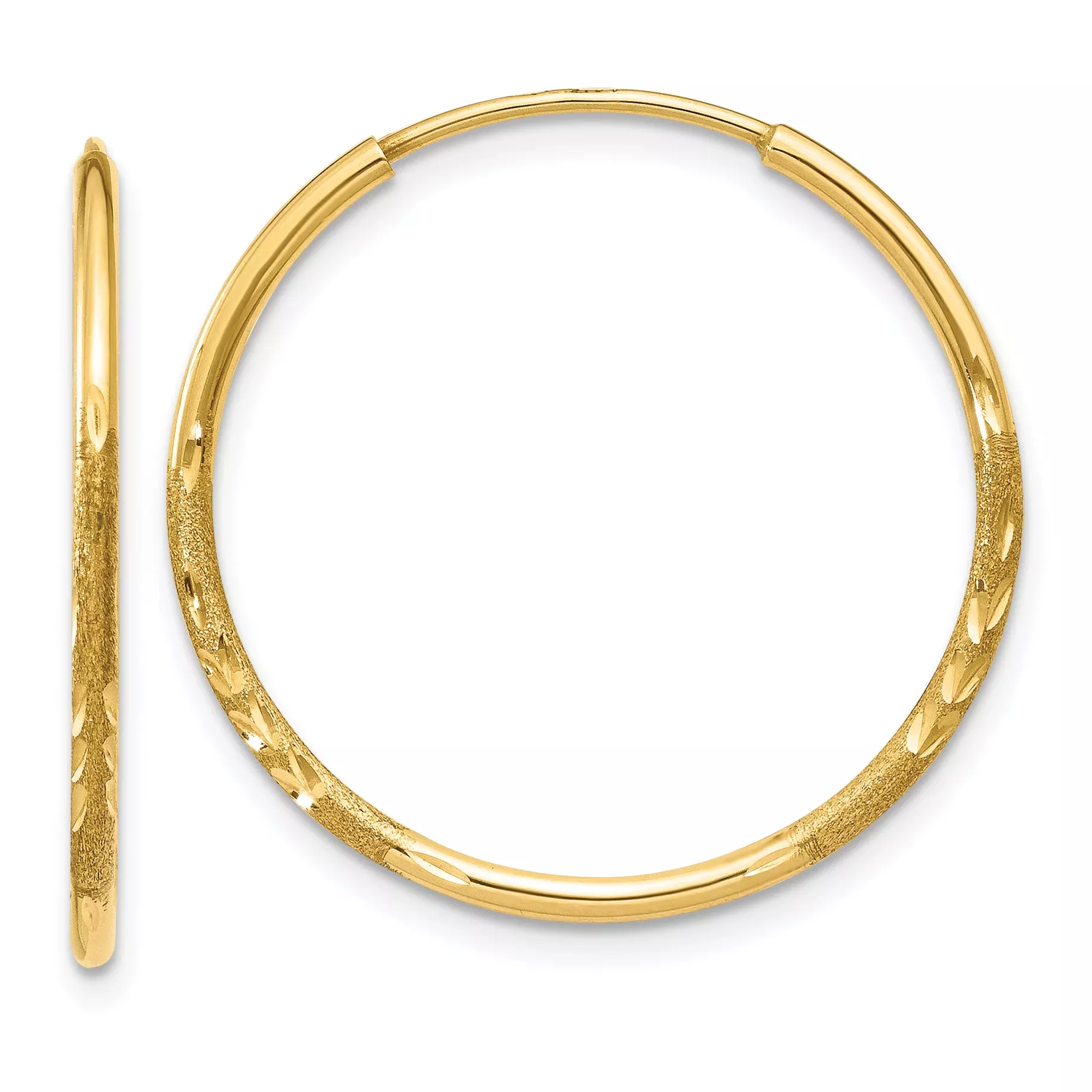 10k 1.25mm Diamond-cut Endless Hoop Earring