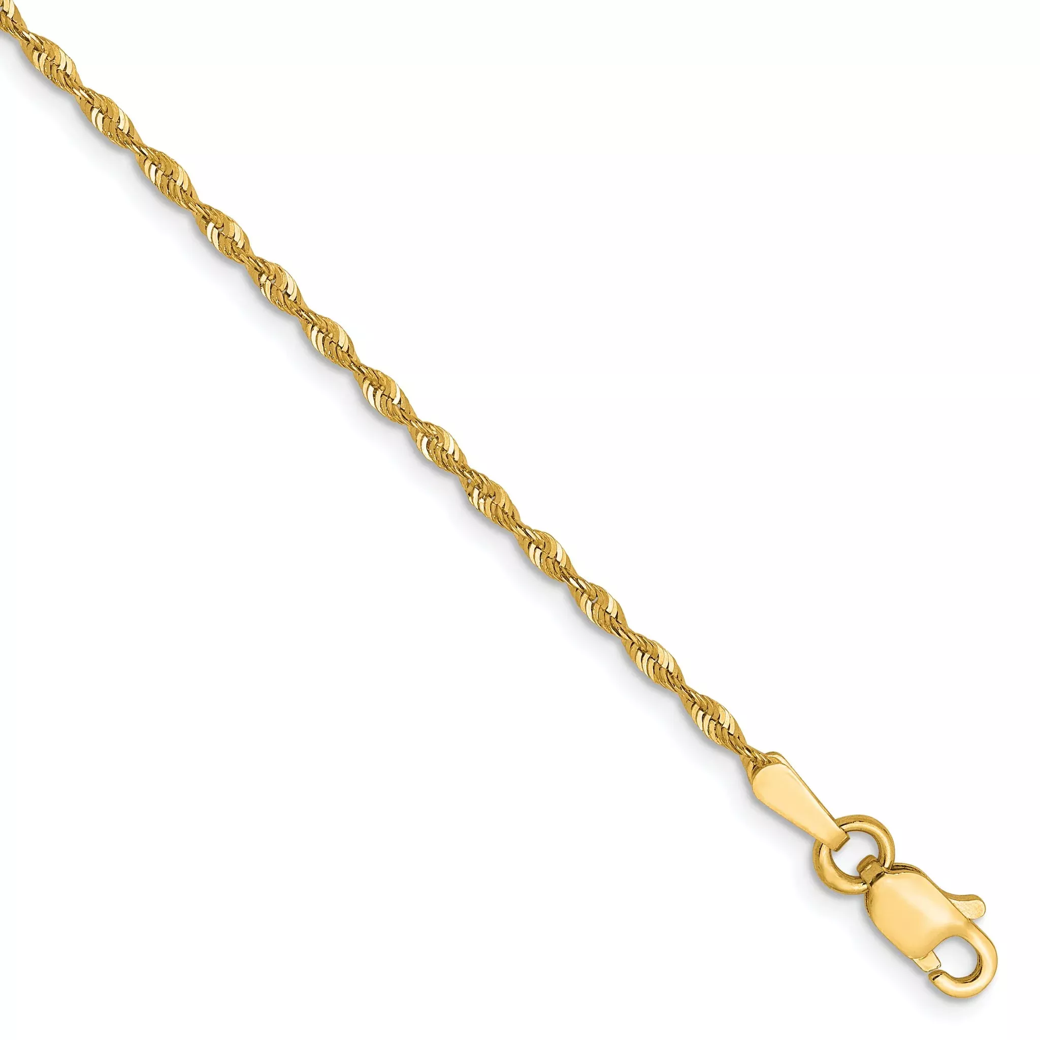 10K 1.5mm Diamond-Cut Lightweight Rope Chain