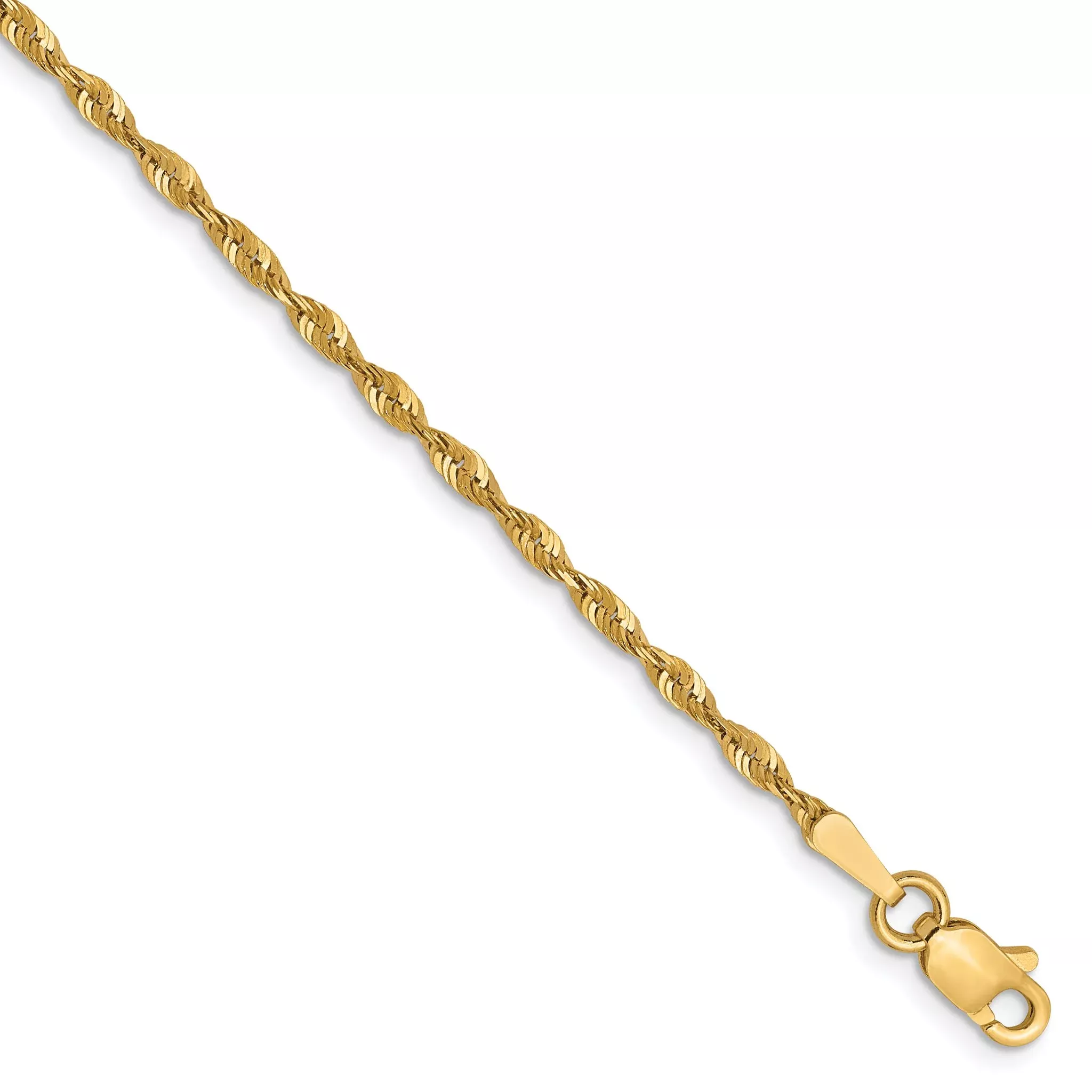 10K 1.8mm Diamond-Cut Lightweight Rope Chain