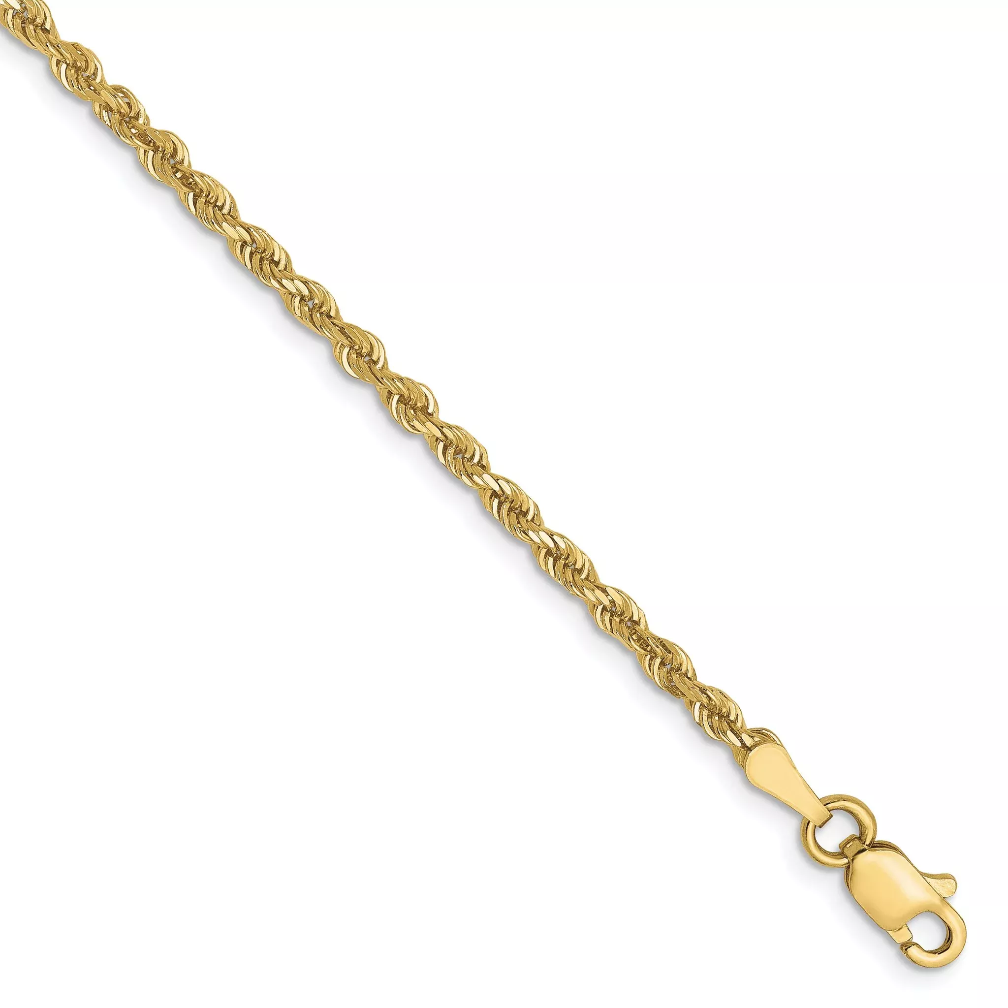 10K 2.5mm Diamond-Cut Rope Chain