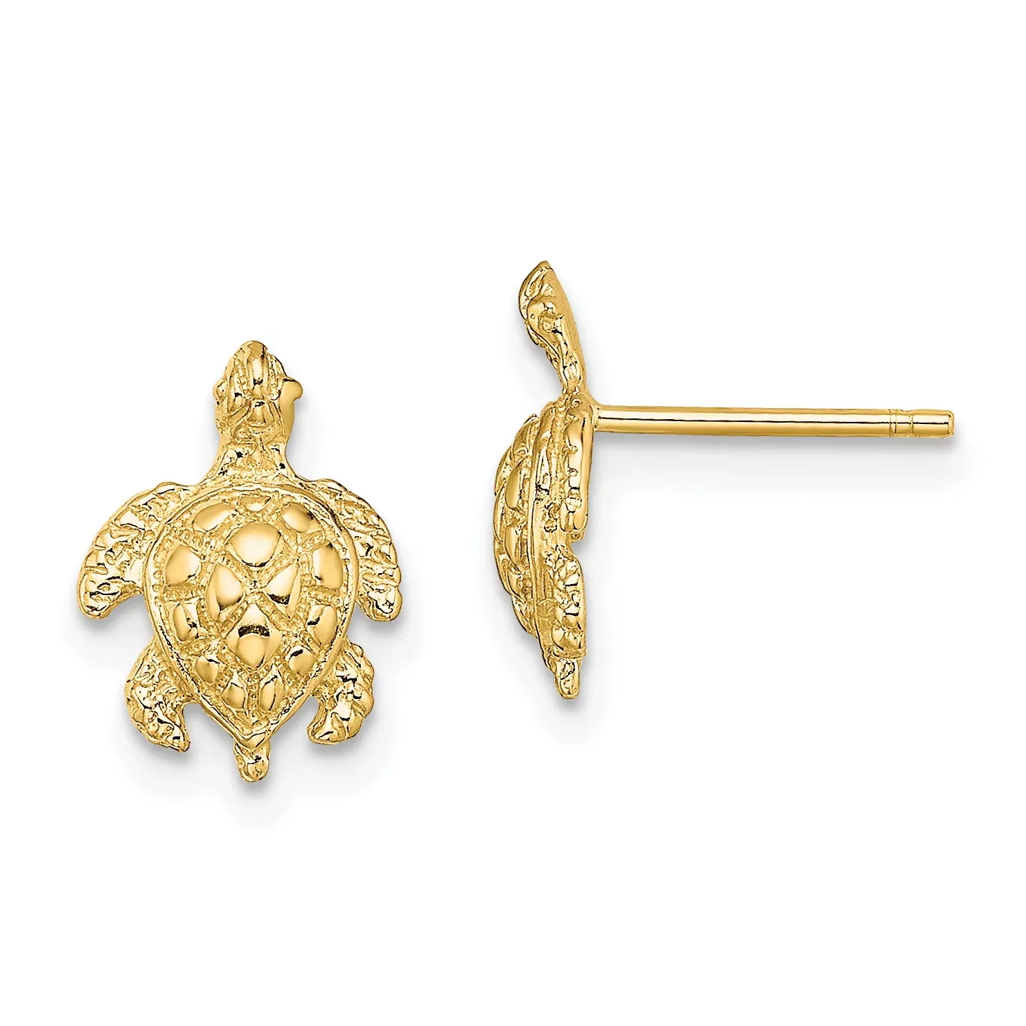 10K 2-DTextured Sea Turtle Post Earrings