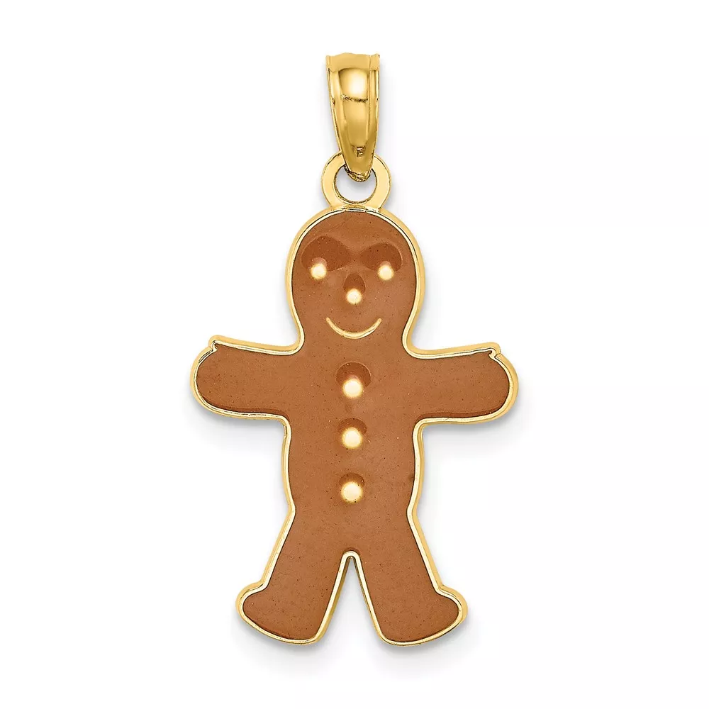 10K 3-D Enamel Gingerbread Man Charm