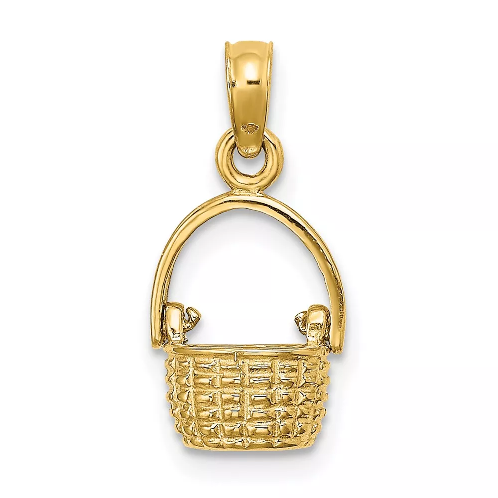 10K 3-D Moveable Handle Basket Charm