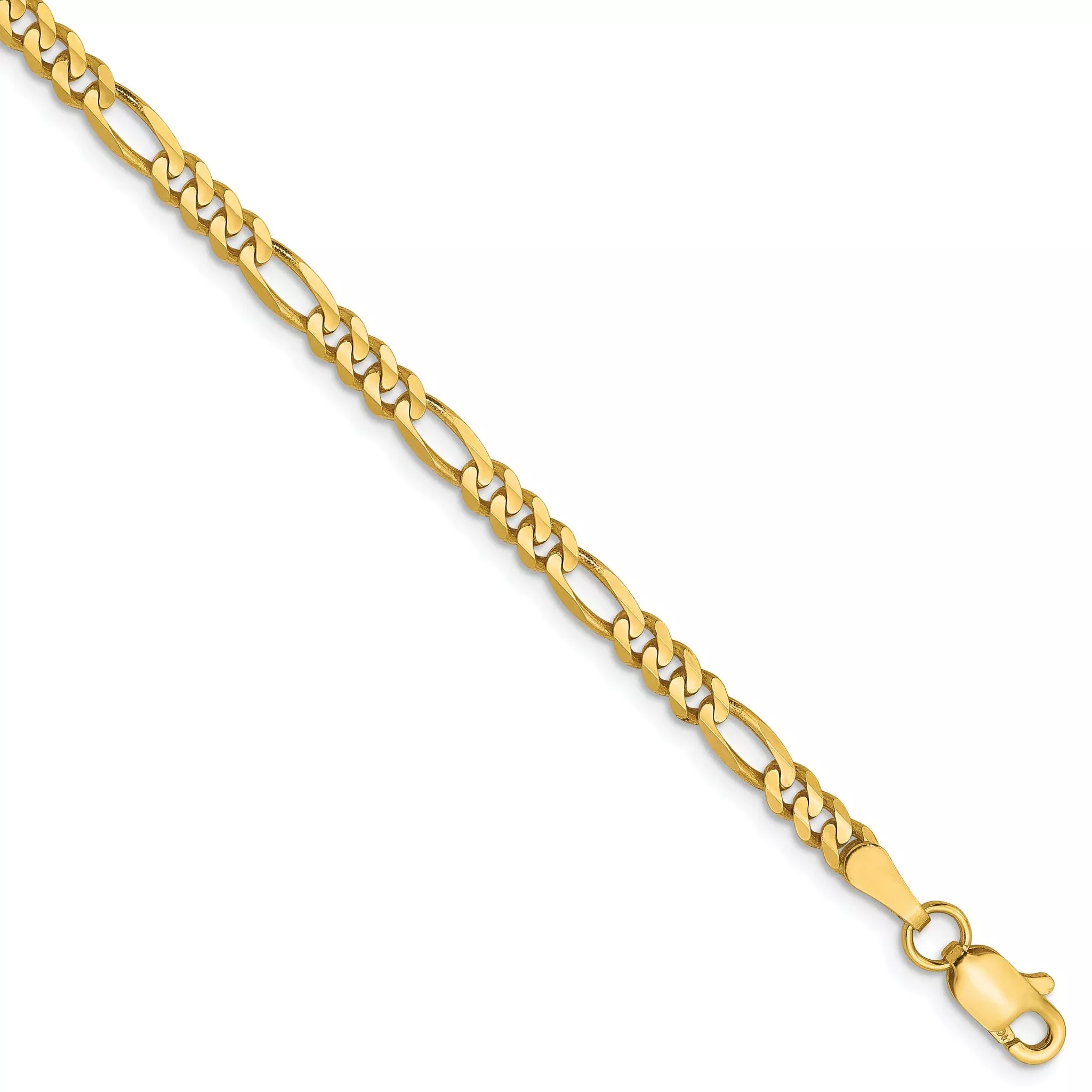 10K 3mm Concave Figaro Chain