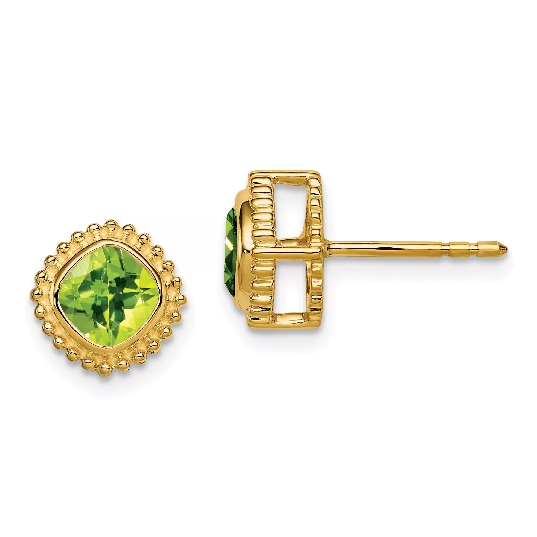 10k Cushion Peridot Earrings