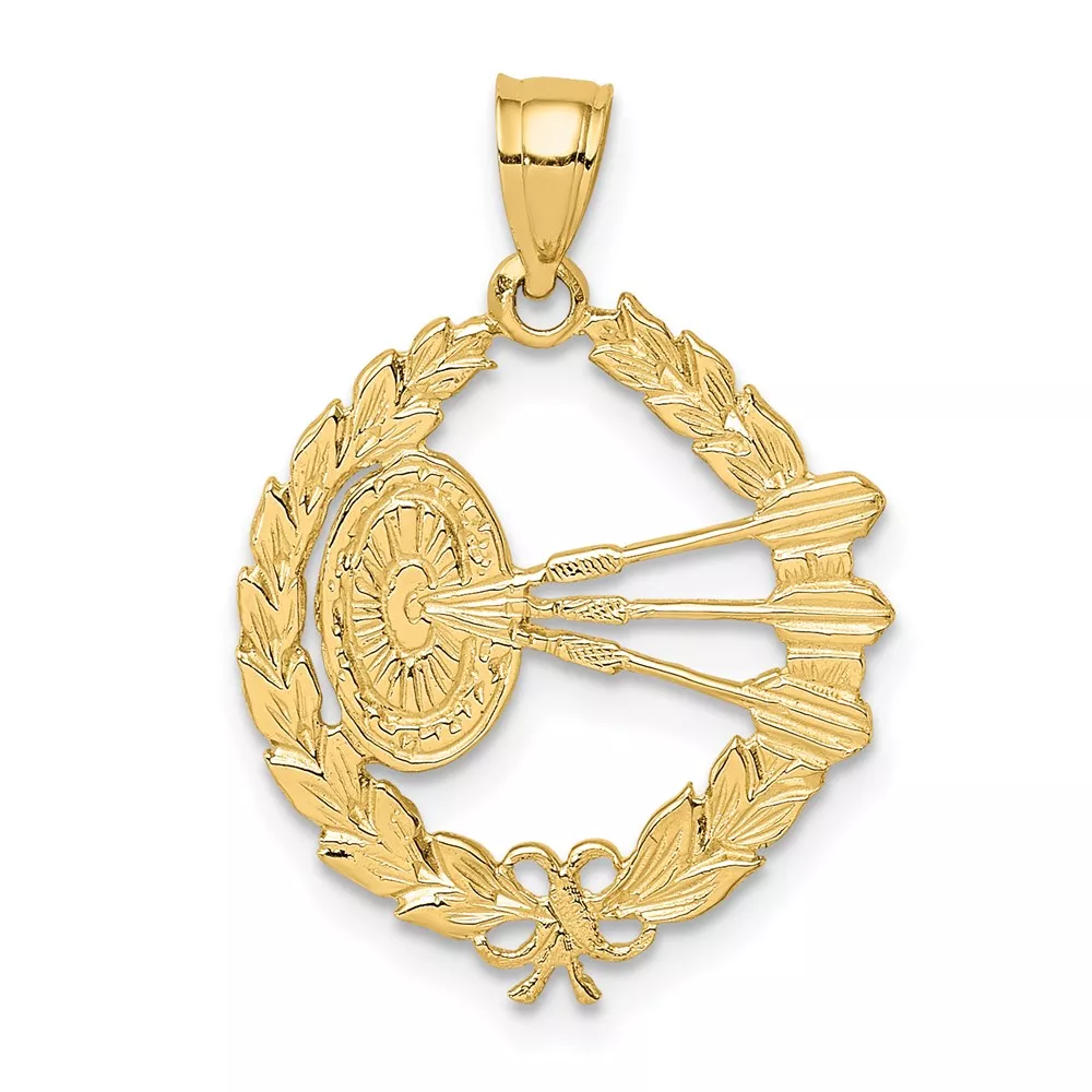 10k Dart Board and Darts in Leaf Design Charm