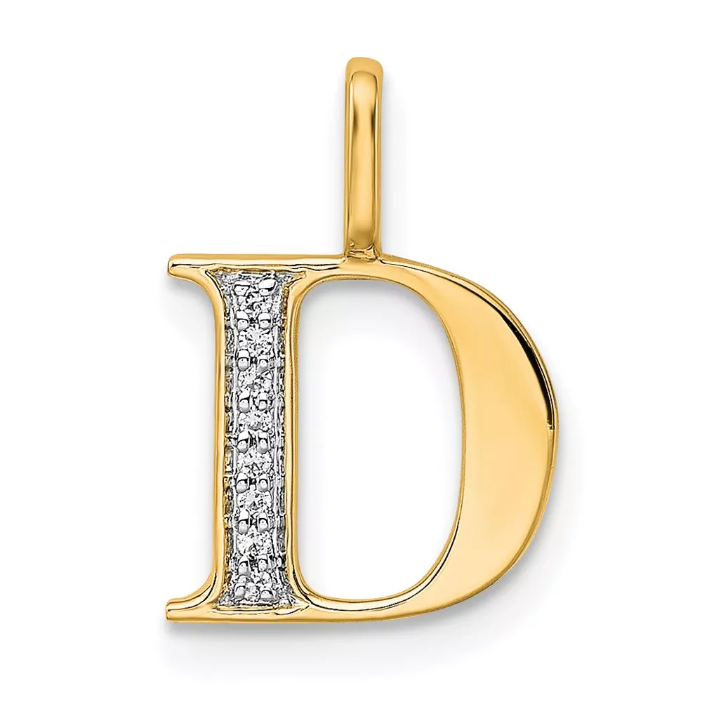 10K Diamond Letter D Initial Pendant