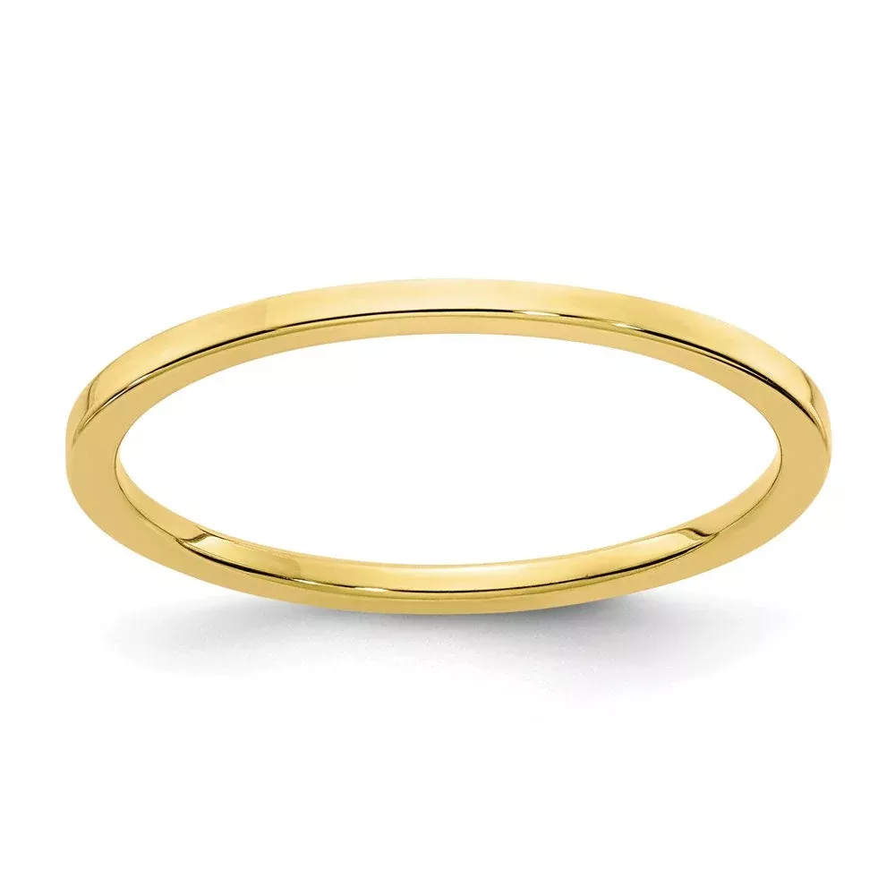 10K Gold 1.2mm Flat Stackable Men's/ Ladies Wedding Band Ring