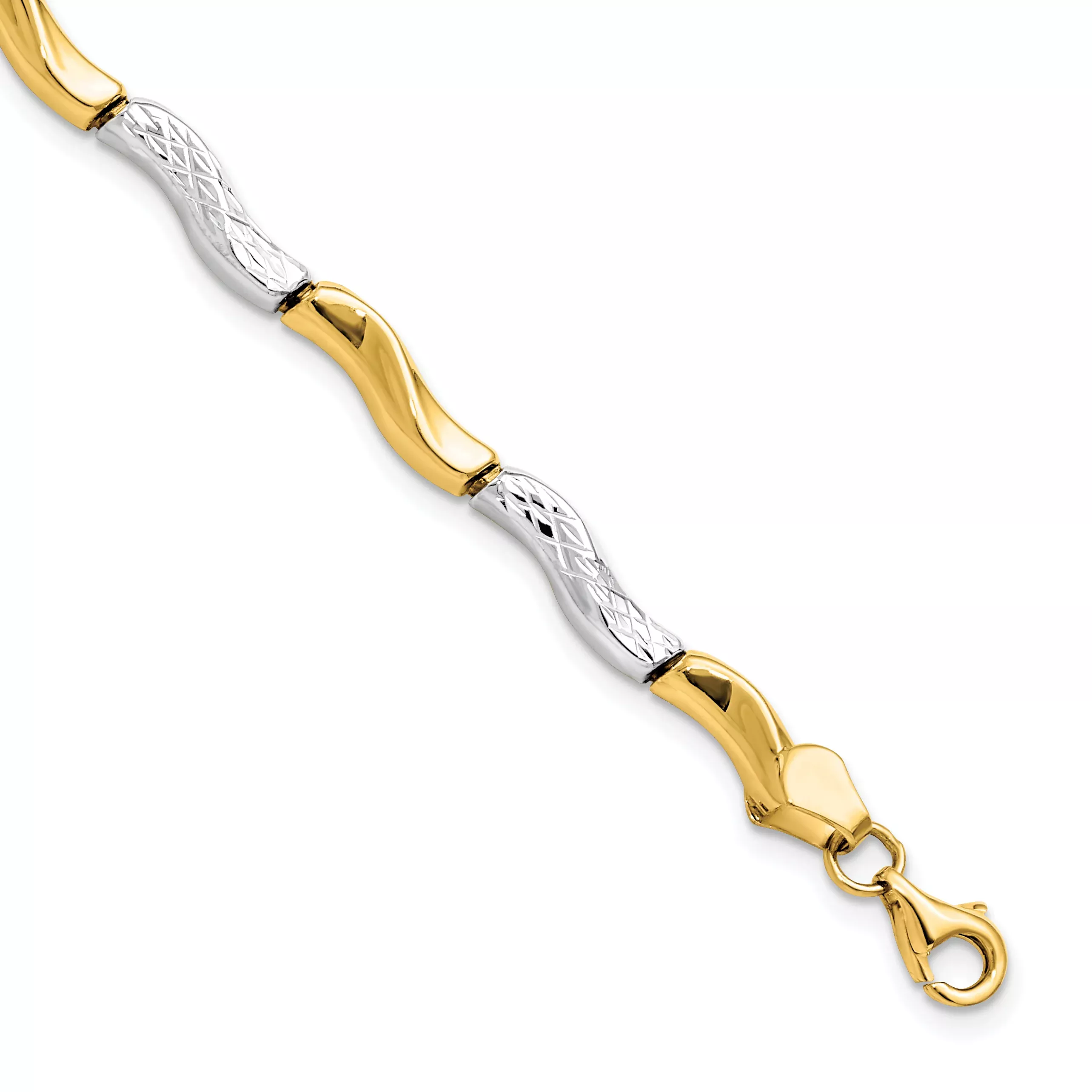 10K Gold w/Rhodium D/C Bracelet