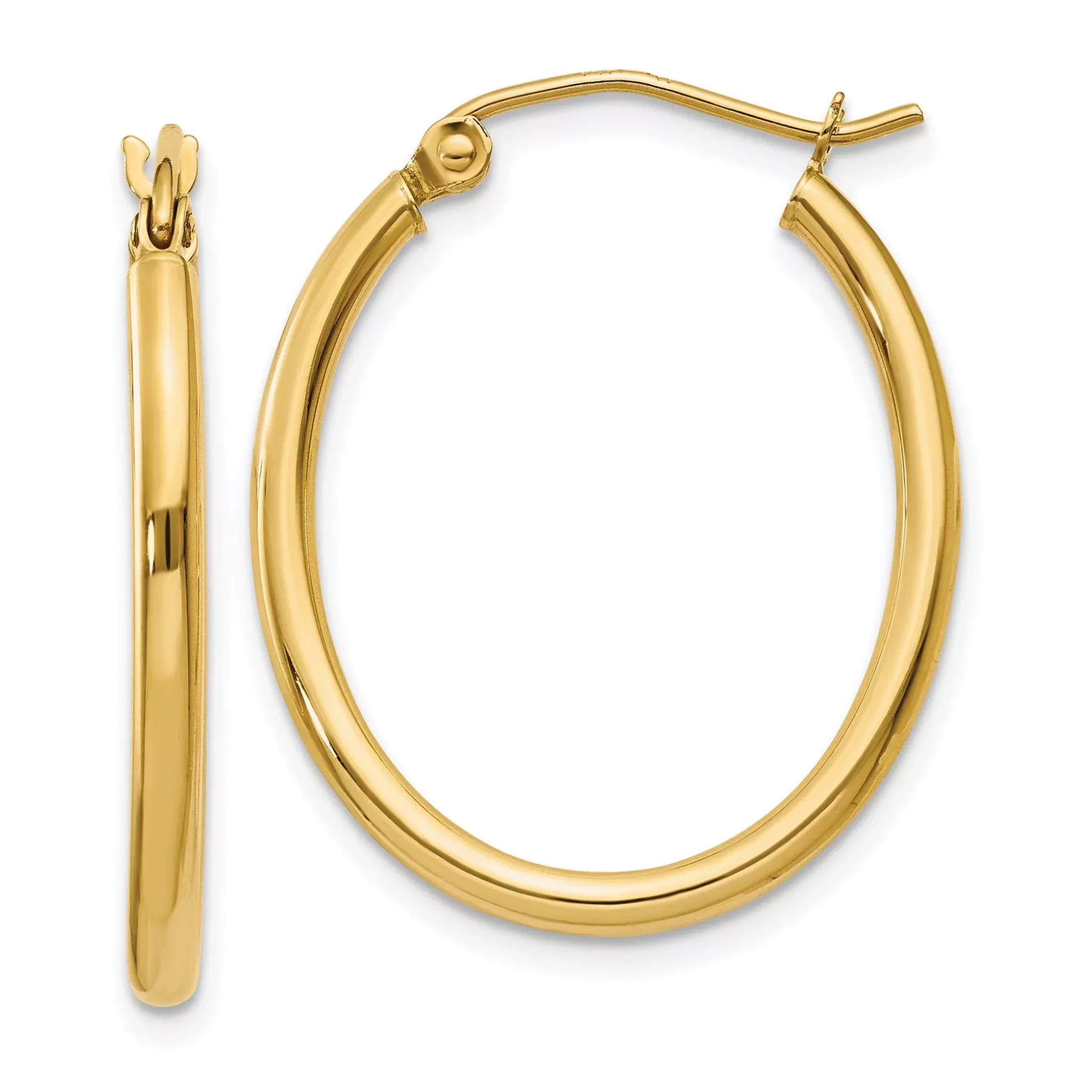10k Oval Polished Hoop Earring