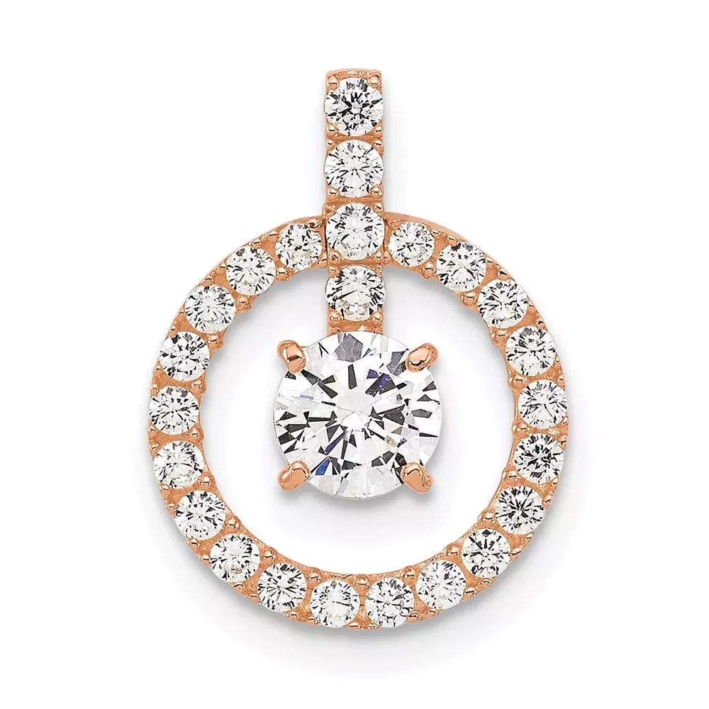 10K Rose Gold Tiara Collection Polished Cz Pendant