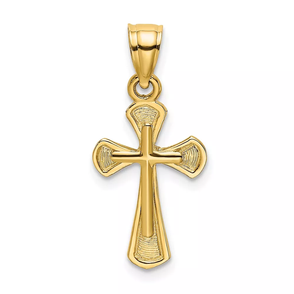 10K Solid Textured Cross Charm