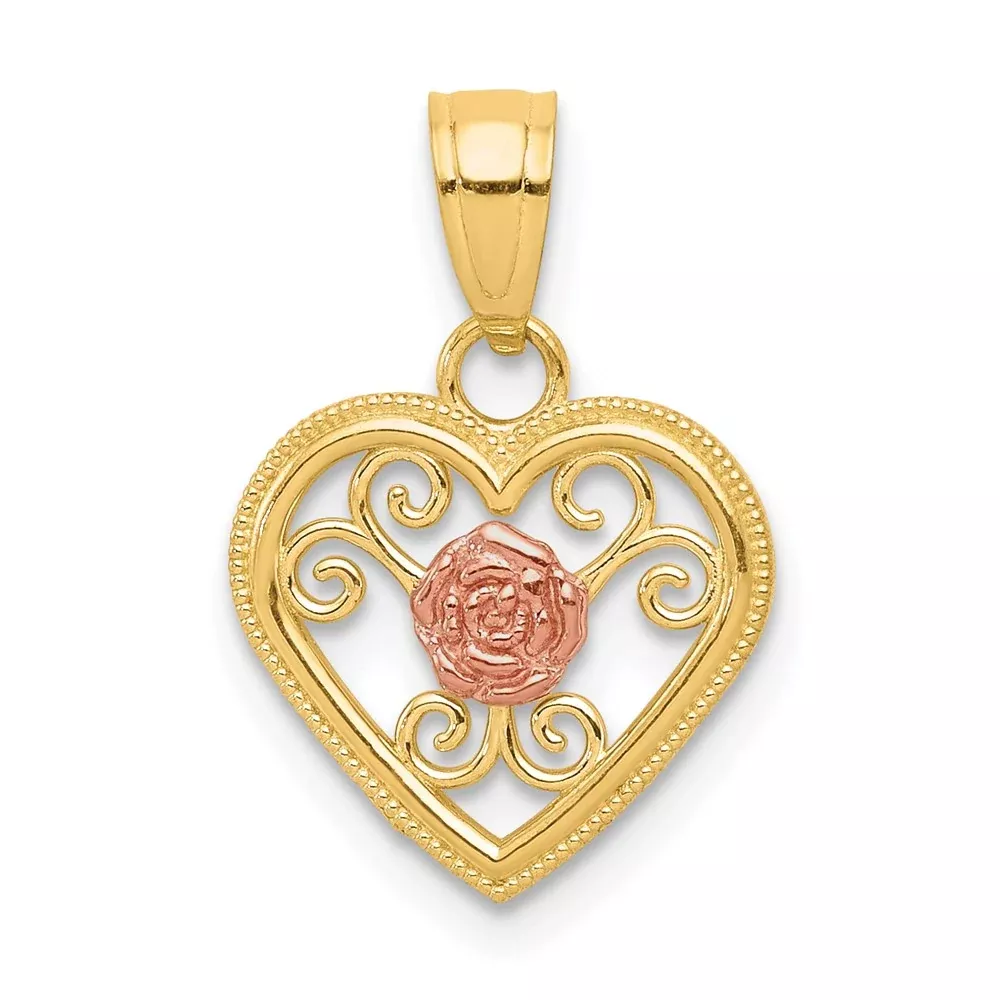 10K Two-Tone Small Heart Charm