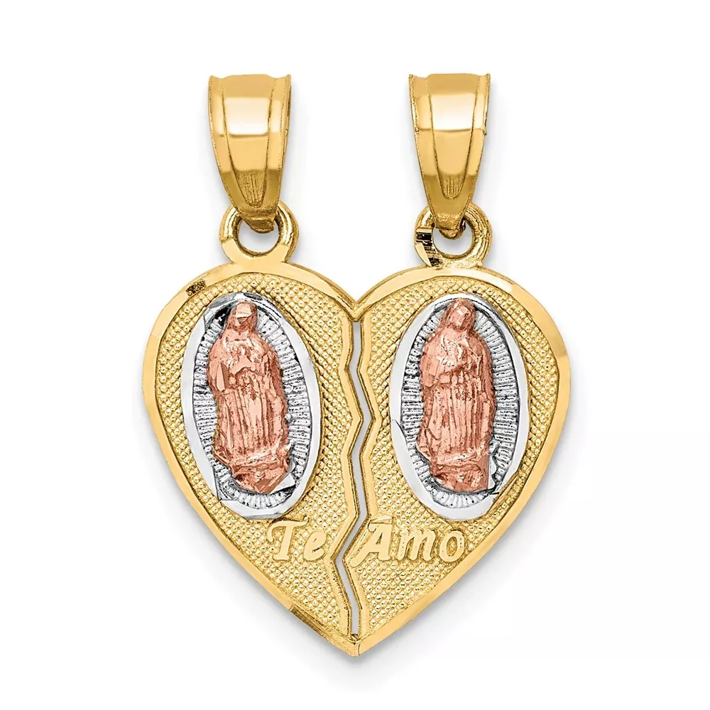 10k Two-tone w/White Rhodium Break Apart Te Amo Pendant