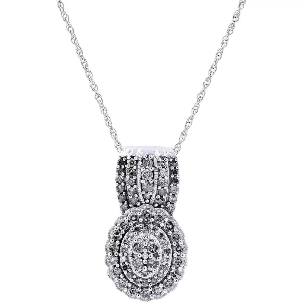 10K White Gold 1.00 Carat Diamond Solitaire Pendant