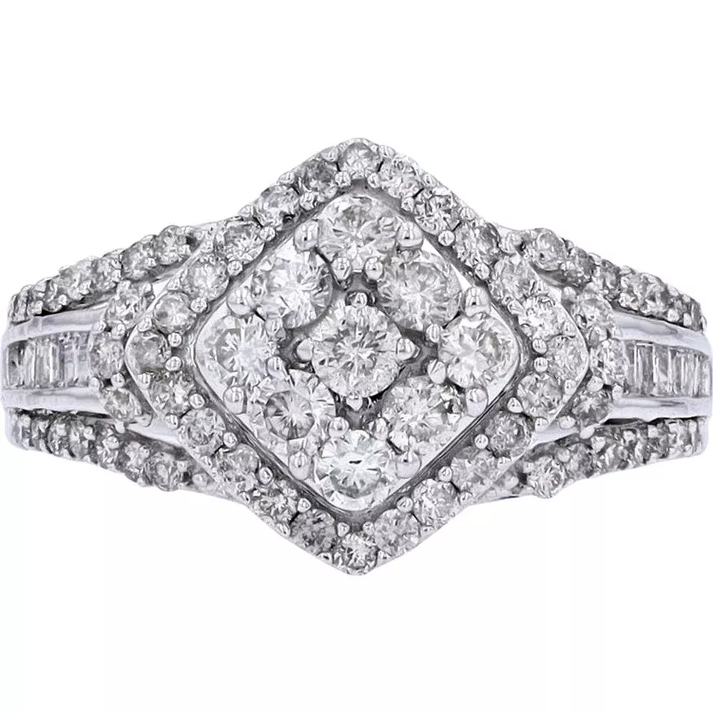 10K White Gold 1 Carat Diamond Elegance Ring