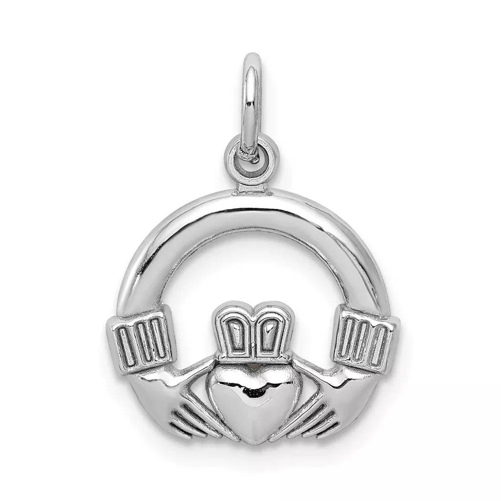 10K White Gold Claddagh Charm