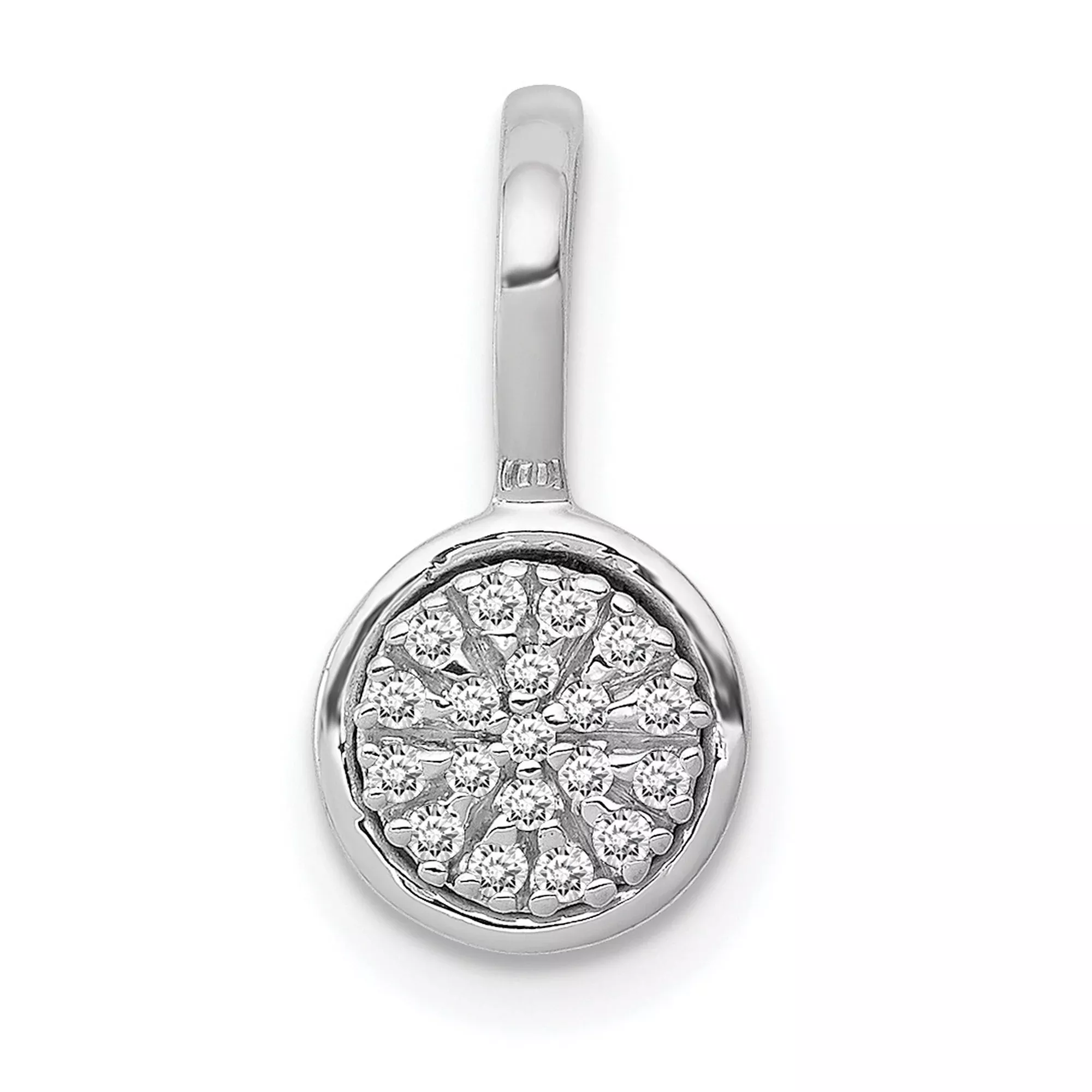 10k White Gold Diamond Cluster Pendant with Floral Starburst Design for Women