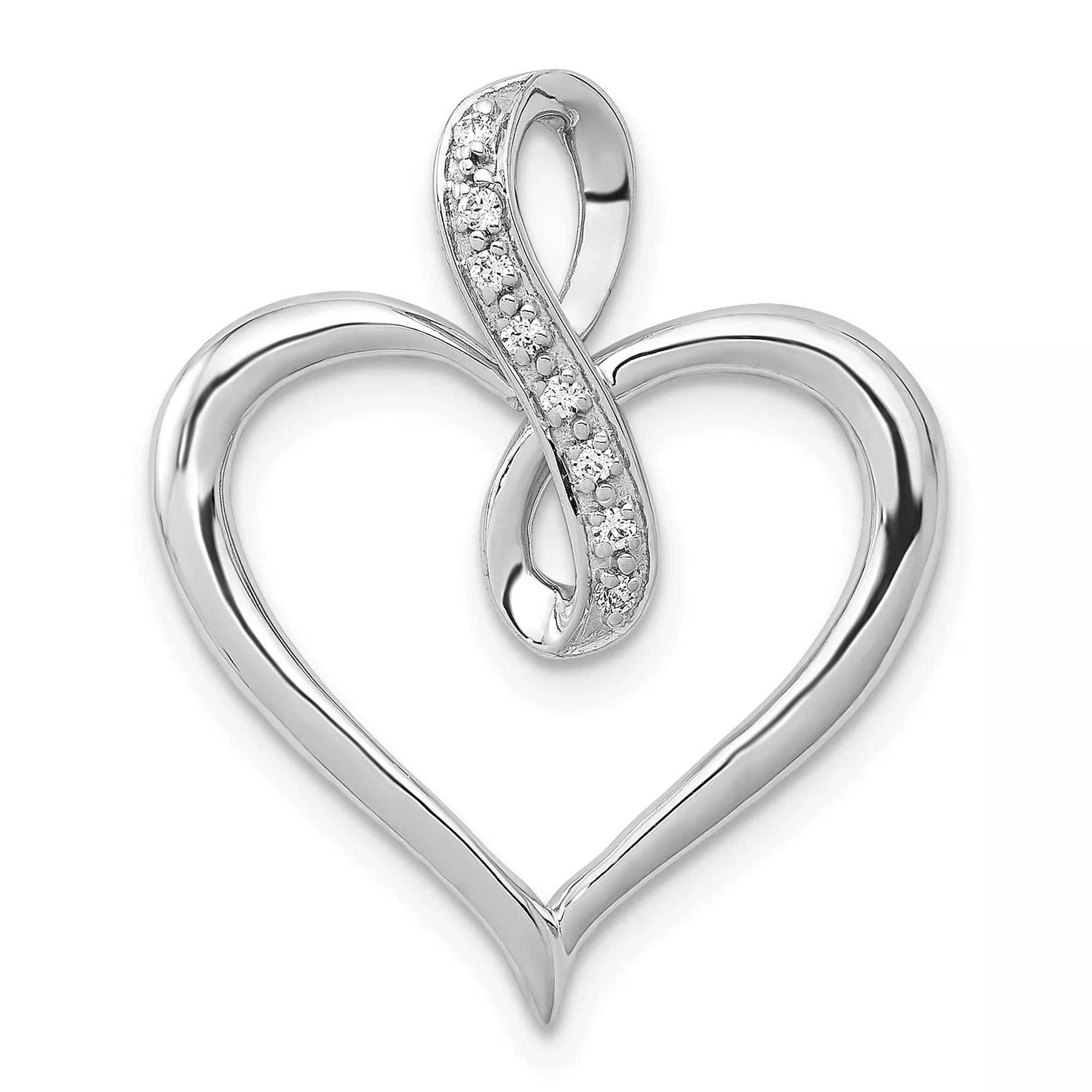 10k White Gold Heart Pendant with Diamond Accent and Infinity Symbol for Women