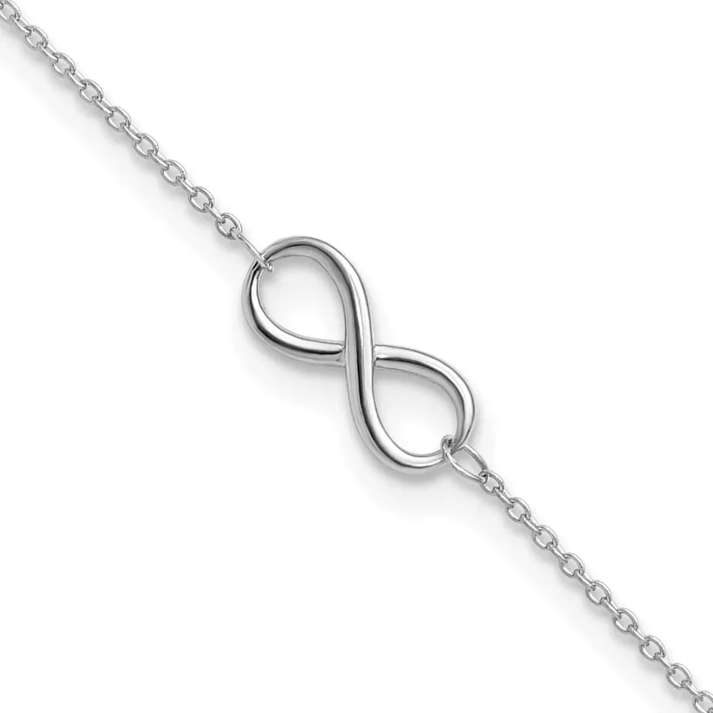 10K White Gold Polished Infinity With 1In Ext. Anklet