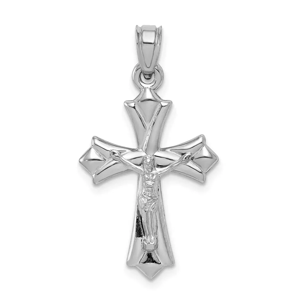 10k White Gold Reversible Crucifix /Cross Pendant