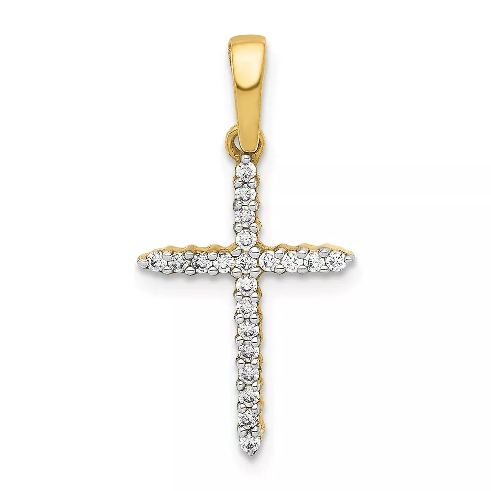 10K Yellow Gold 1/6ct. Diamond Cross Pendant