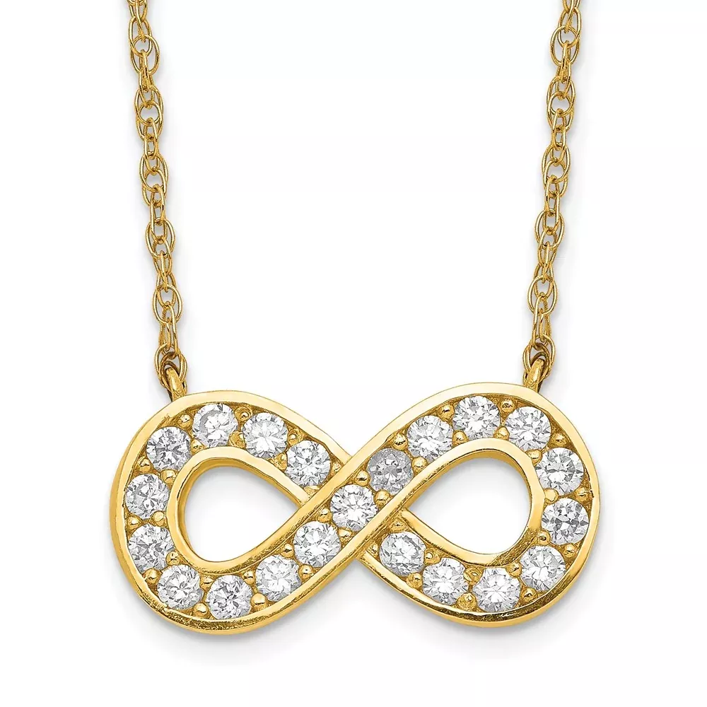 10K Yellow Gold 18Inch Polished Cz Infinity Necklace