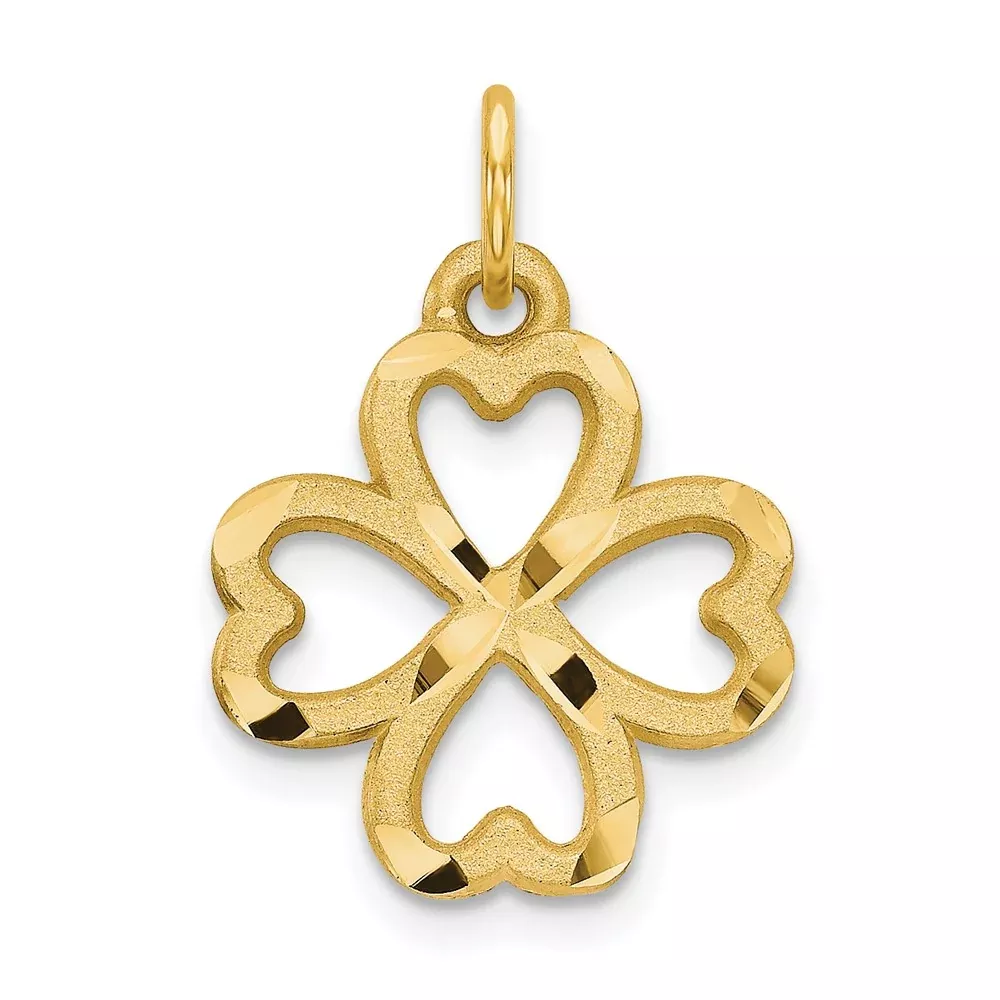10k yellow gold 4-leaf clover pendant