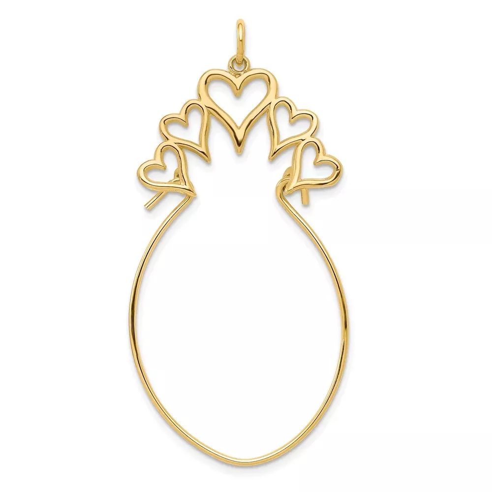 10k Yellow Gold 5 Hearts Charm Holder