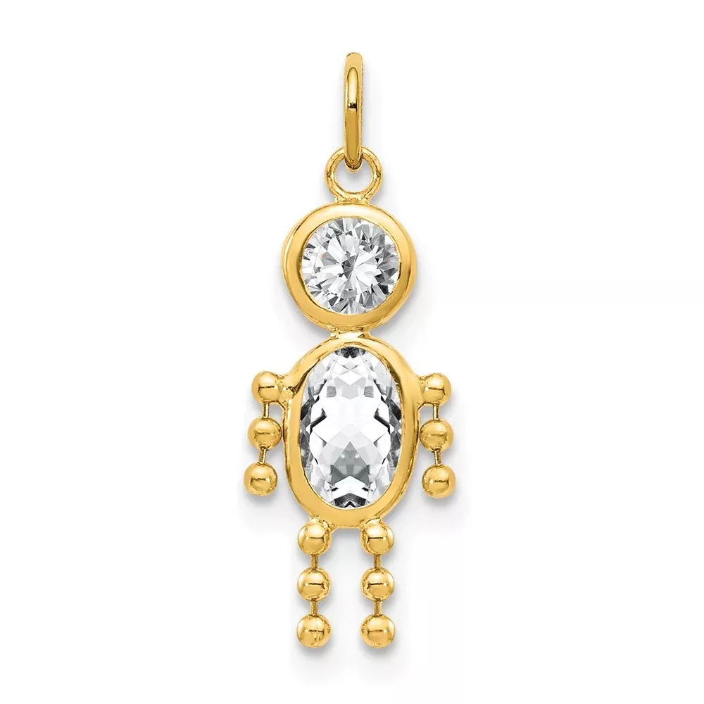 10K Yellow Gold April Boy Birthstone Charm