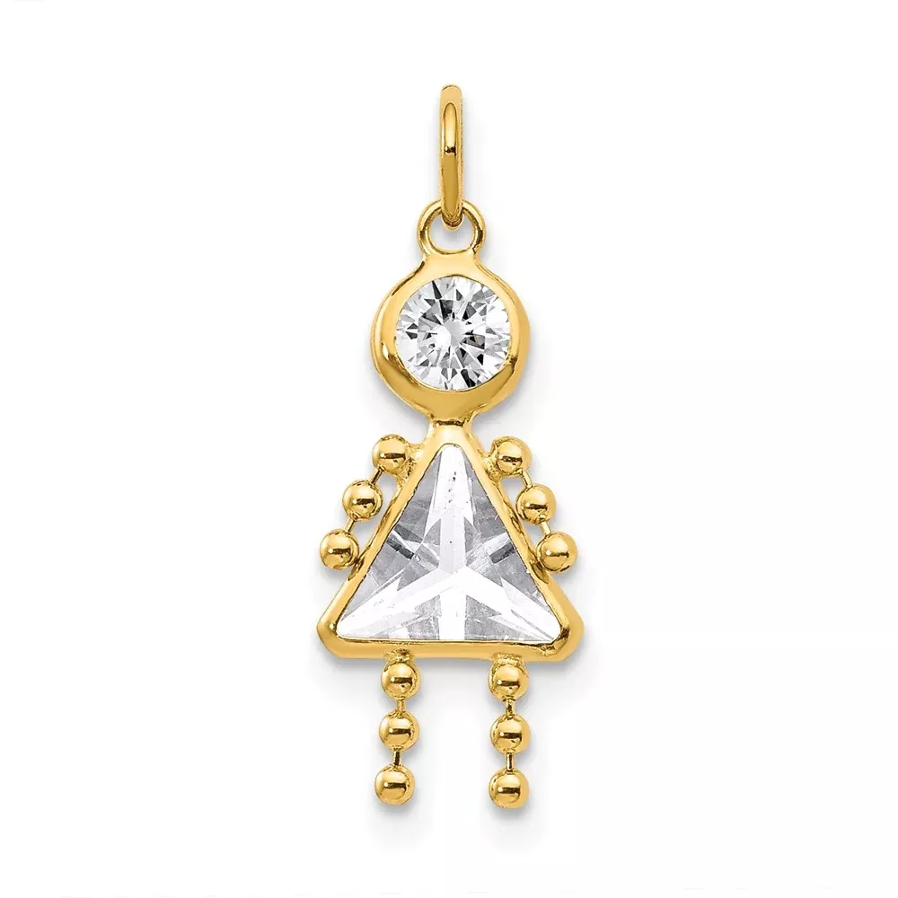 10K Yellow Gold April Girl Birthstone Charm