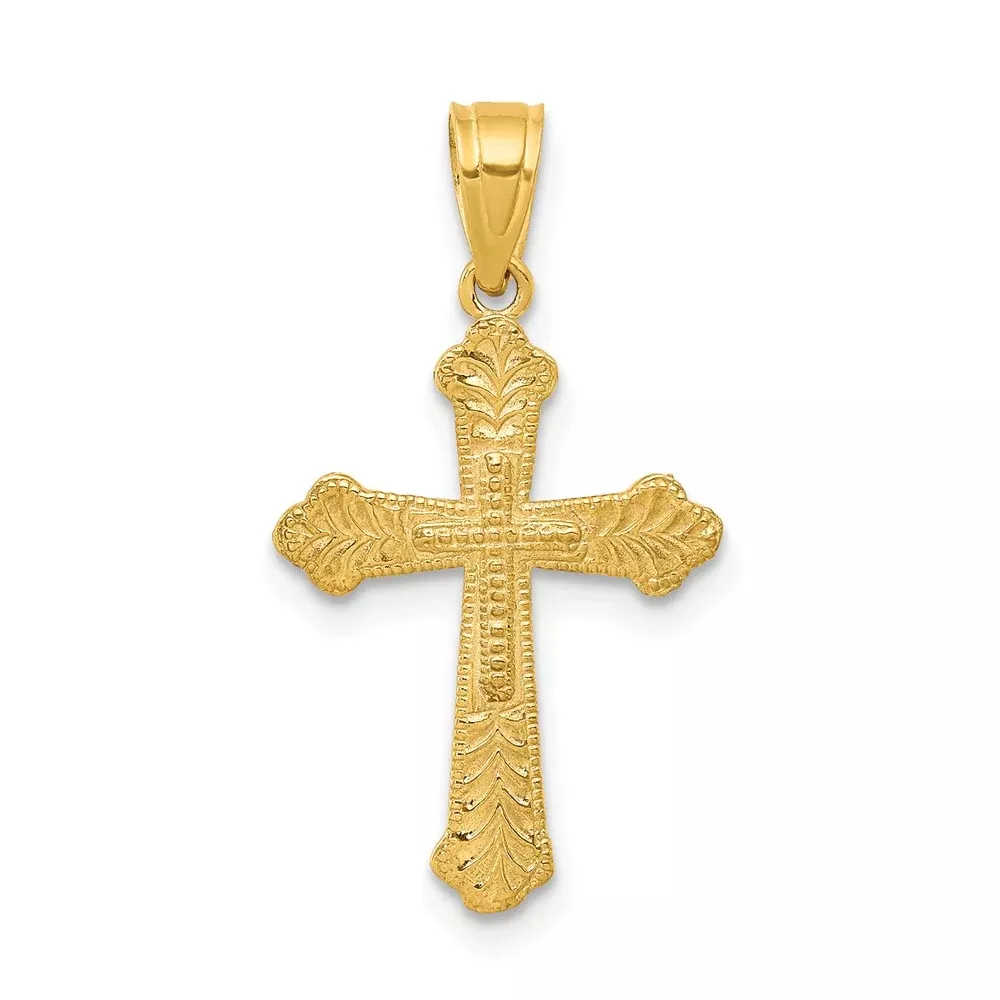 10k Yellow Gold Budded Cross Pendant
