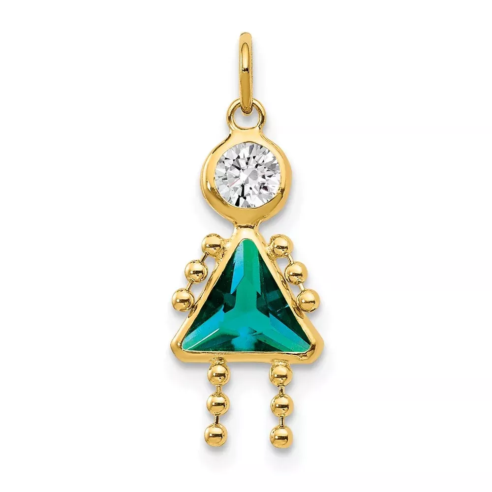 10K Yellow Gold December Girl Birthstone Charm